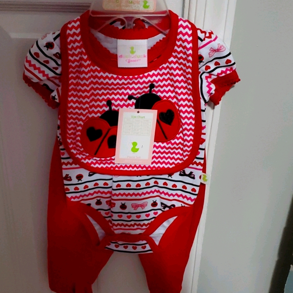 Red and pink 2 piece baby outfit